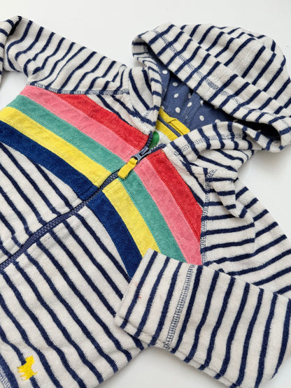 Mini Boden Rainbow Stripe Terry Hoodie 4-5Y