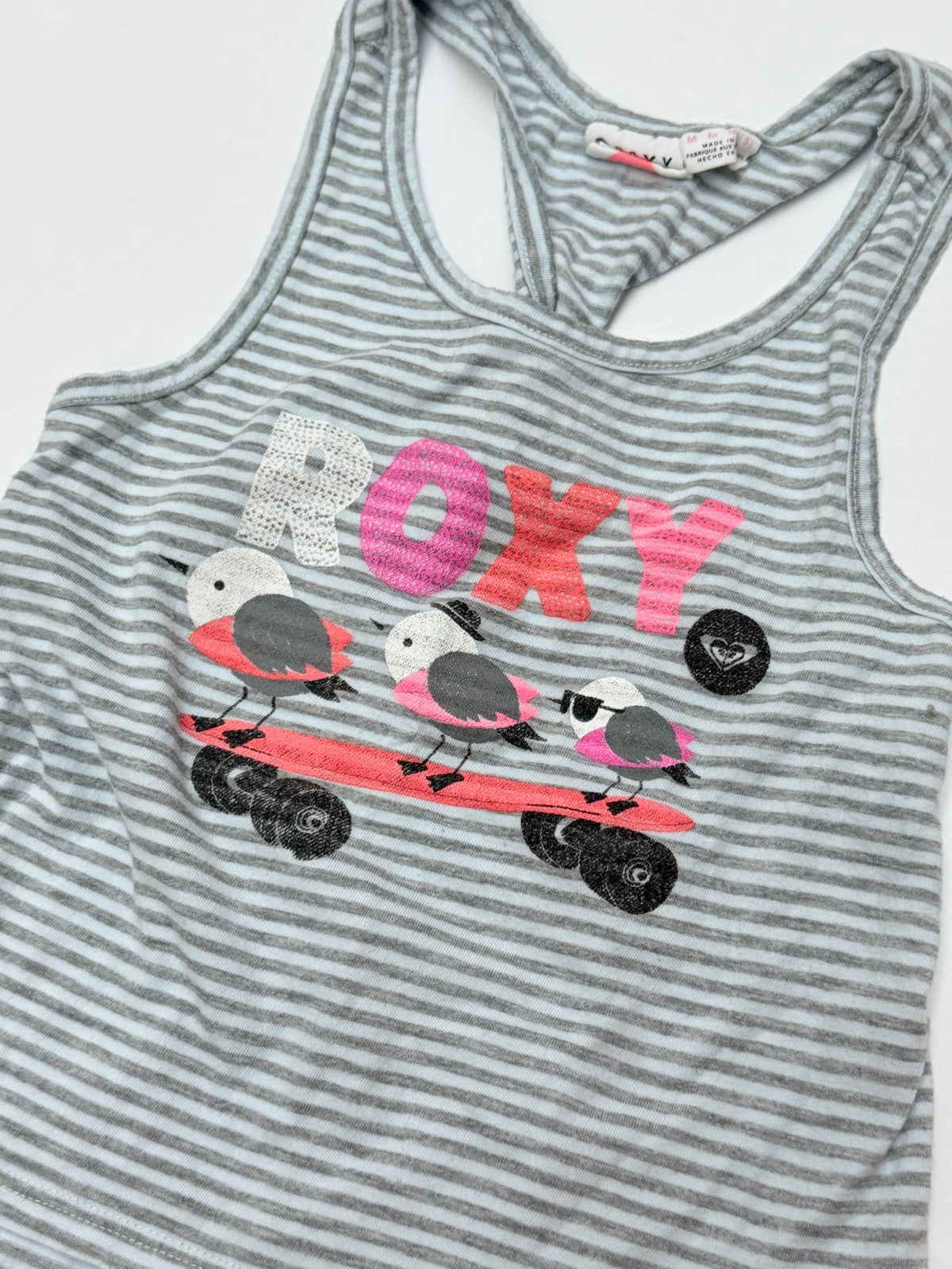Roxy Striped Racerback Tank Top M (5) 5