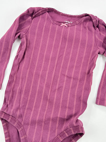 Carter's Purple Striped Long Sleeve Bodysuit 18M
