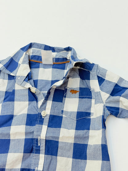 Carter's Plaid Dinosaur Pocket Shirt 9M