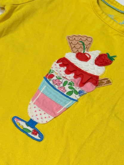 Mini Boden Ice Cream Sundae Yellow T-Shirt 2-3Y