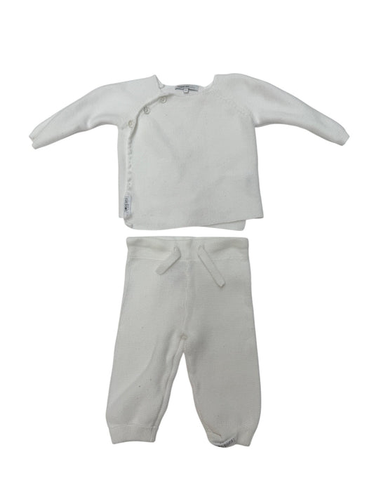 Noppies Baby White Knit Sweater Set 3M