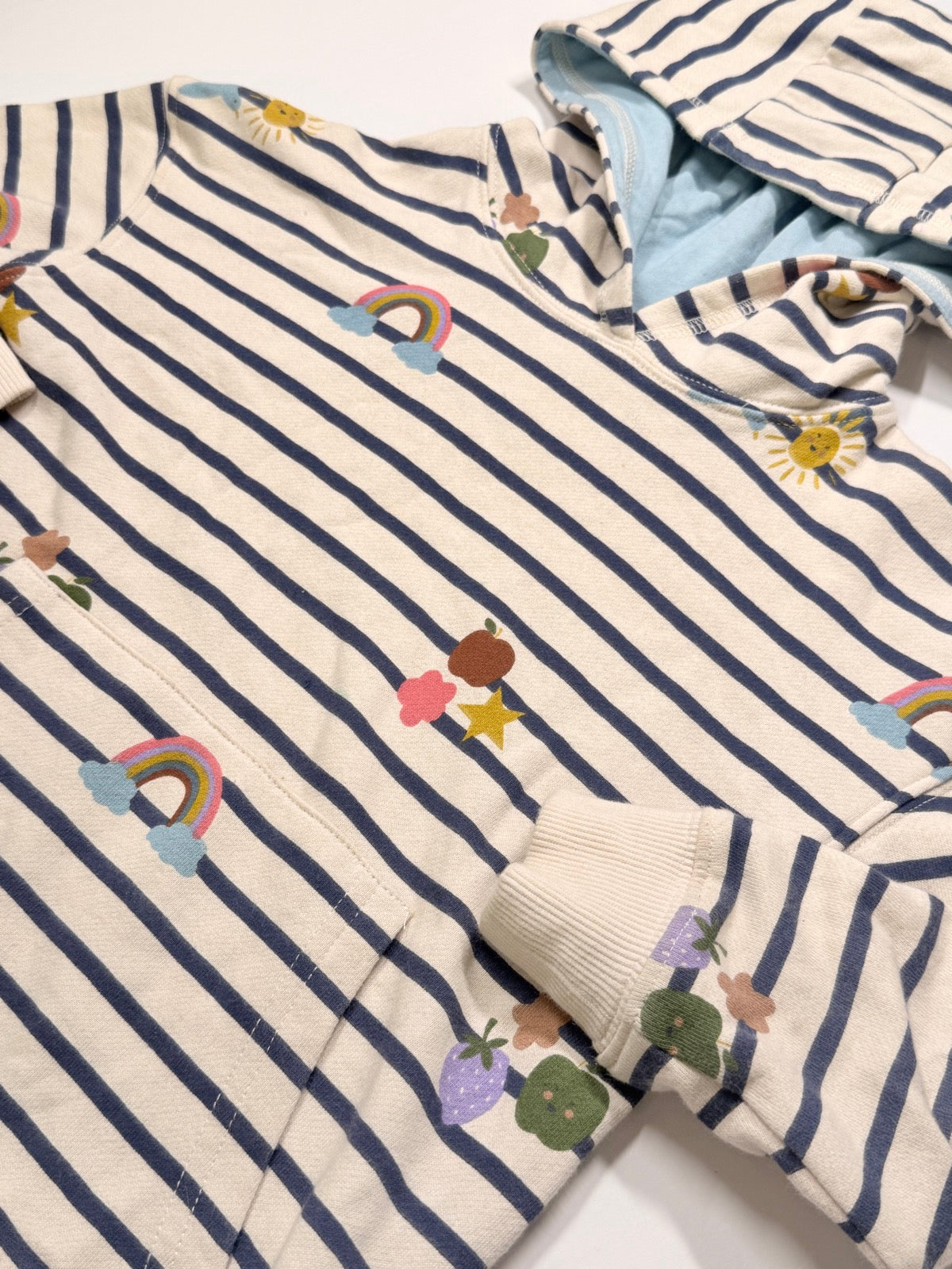 Mini Boden Striped Rainbow Hoodie 5-6Y