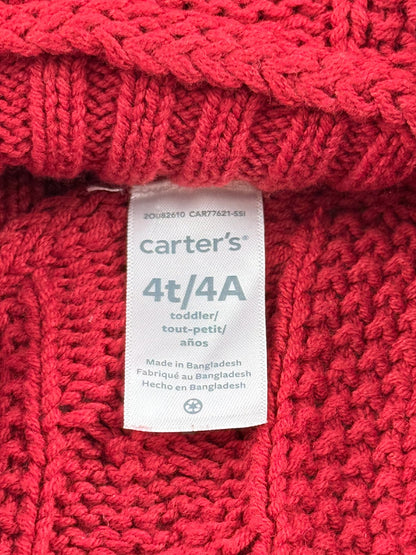 carter's Red Cable Knit Poncho Sweater 4T