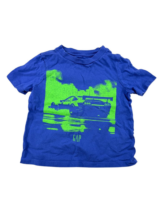 Gap Kids Blue Car Graphic T-Shirt Size 4-5Y