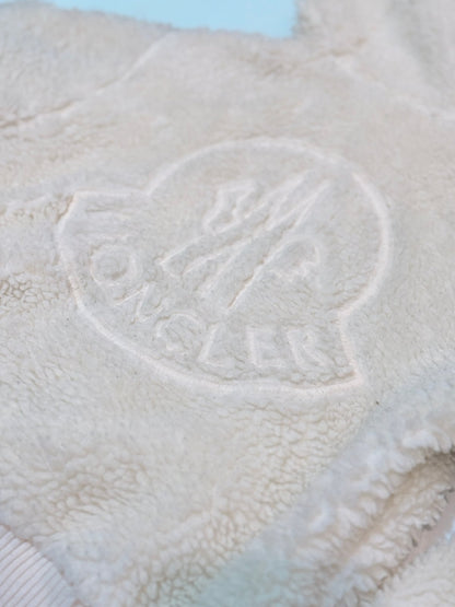 Moncler Cream Sherpa Zip Hoodie 6Y