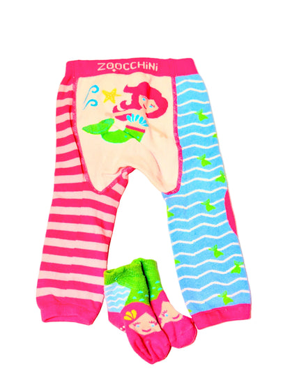 Crawling Zoocchini Mermaid leggings & Socks 6-12m