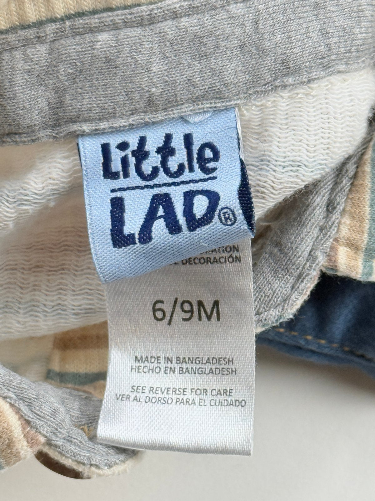 Little Lad Striped Bear Bodysuit & Pants Set 6/9M
