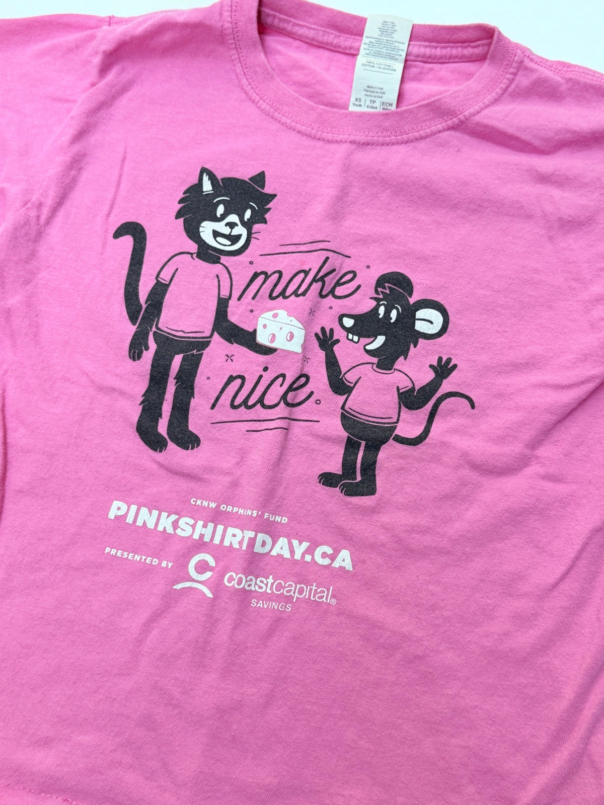 Gildan Pink Shirt Day Make Nice T-Shirt XS Youth