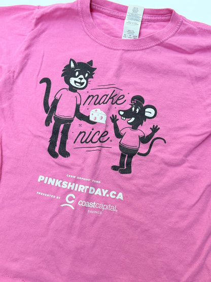 Gildan Pink Shirt Day Make Nice T-Shirt XS Youth