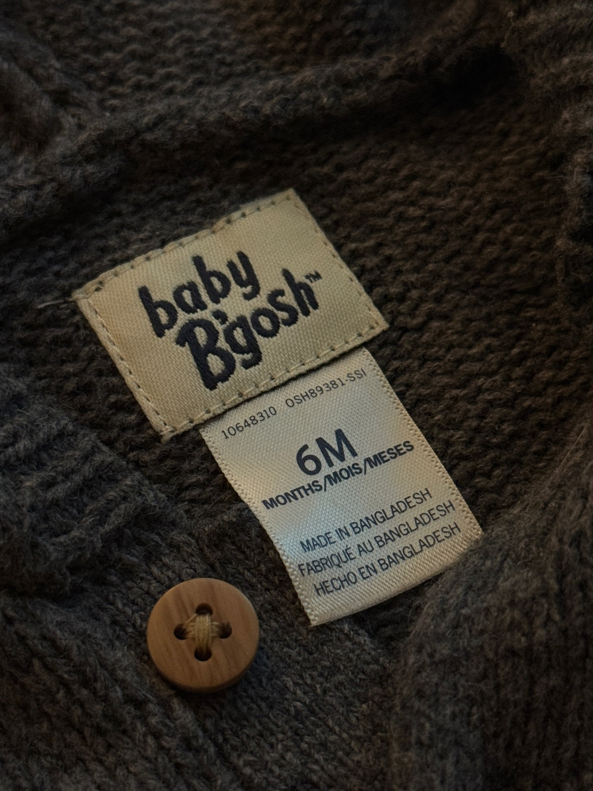 Baby B'gosh Gray Hooded Knit Sweater 6M