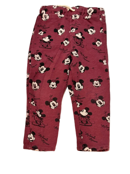 Zara Minnie Mouse Burgundy Jogger Pants 2-3Y