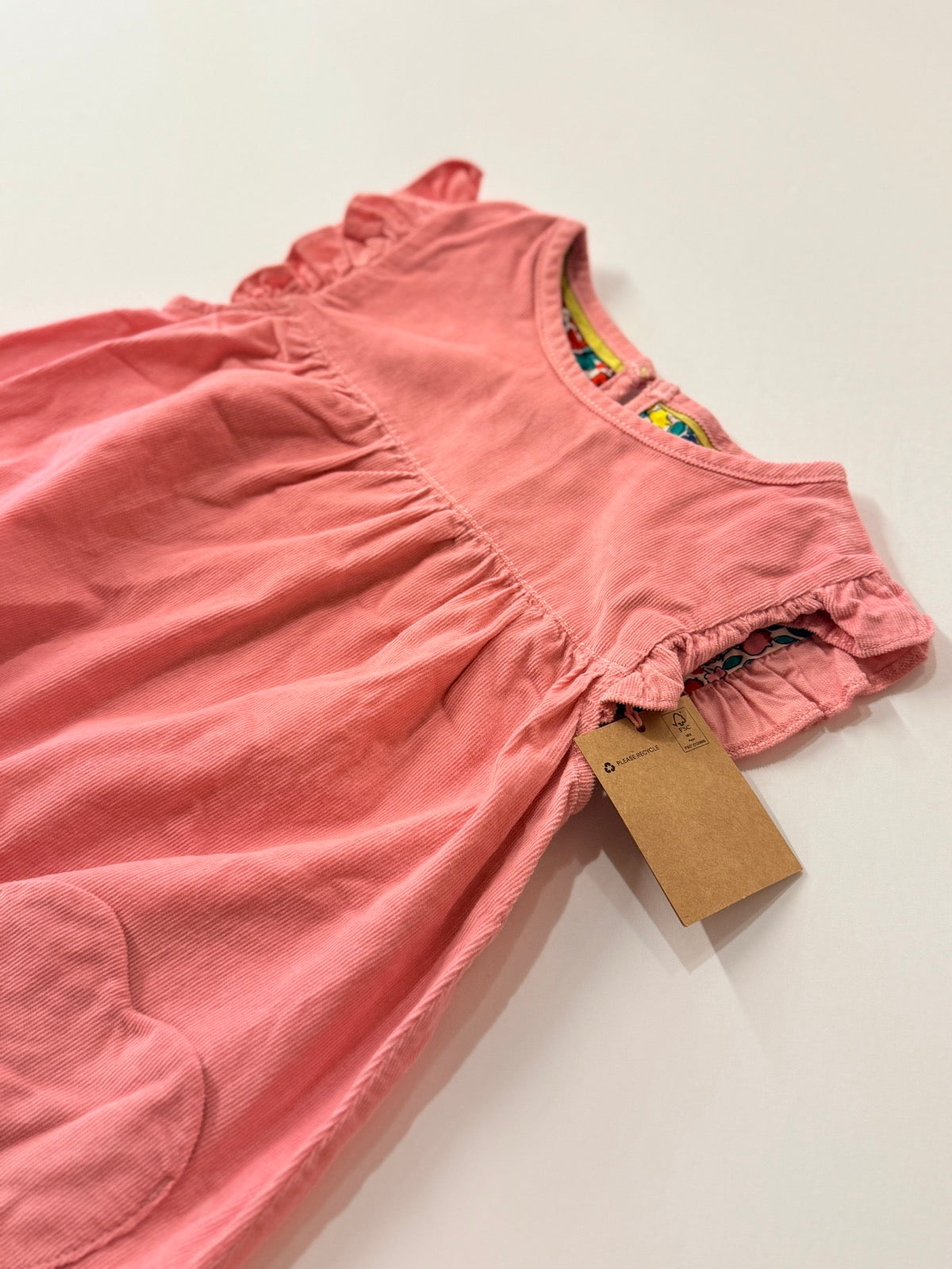 Mini Boden Pink Corduroy Heart Pocket Dress 5-6Y