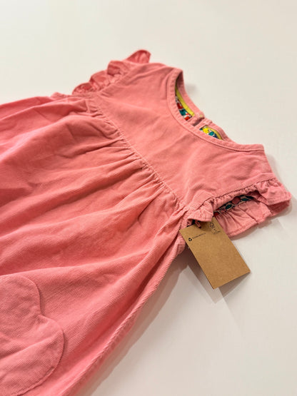 Mini Boden Pink Corduroy Heart Pocket Dress 5-6Y