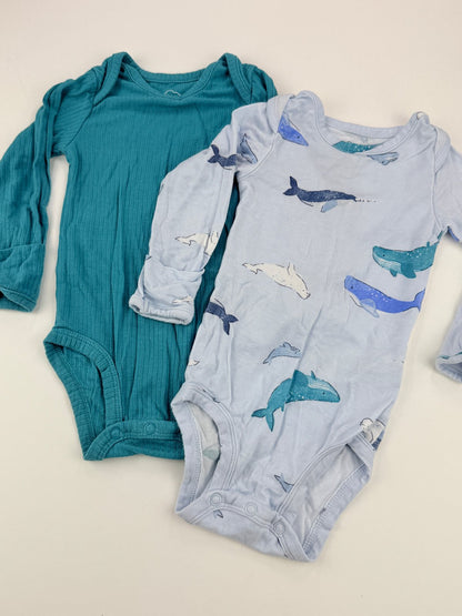 PurelySoft by carter's 2-Pack Long Sleeve Bodysuits 3M