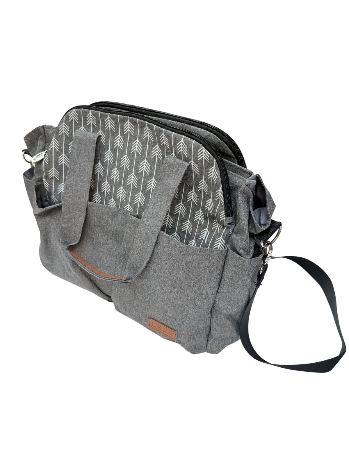 Lekebaby Gray Arrow Print Diaper Bag Tote