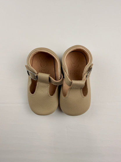 Tan Leather T-Strap Baby Shoes 18-24M