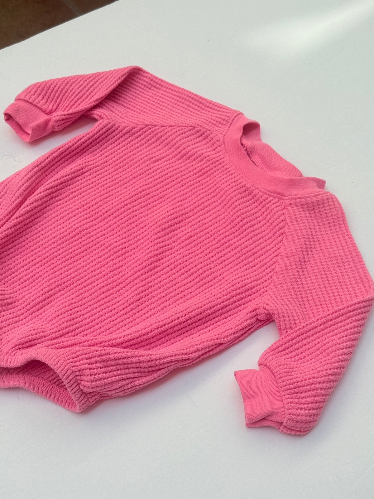 Old Navy Pink Waffle Knit Pullover 6-12M