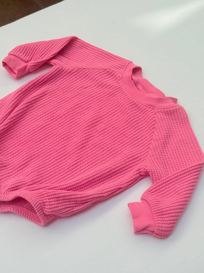 Old Navy Pink Waffle Knit Pullover 6-12M