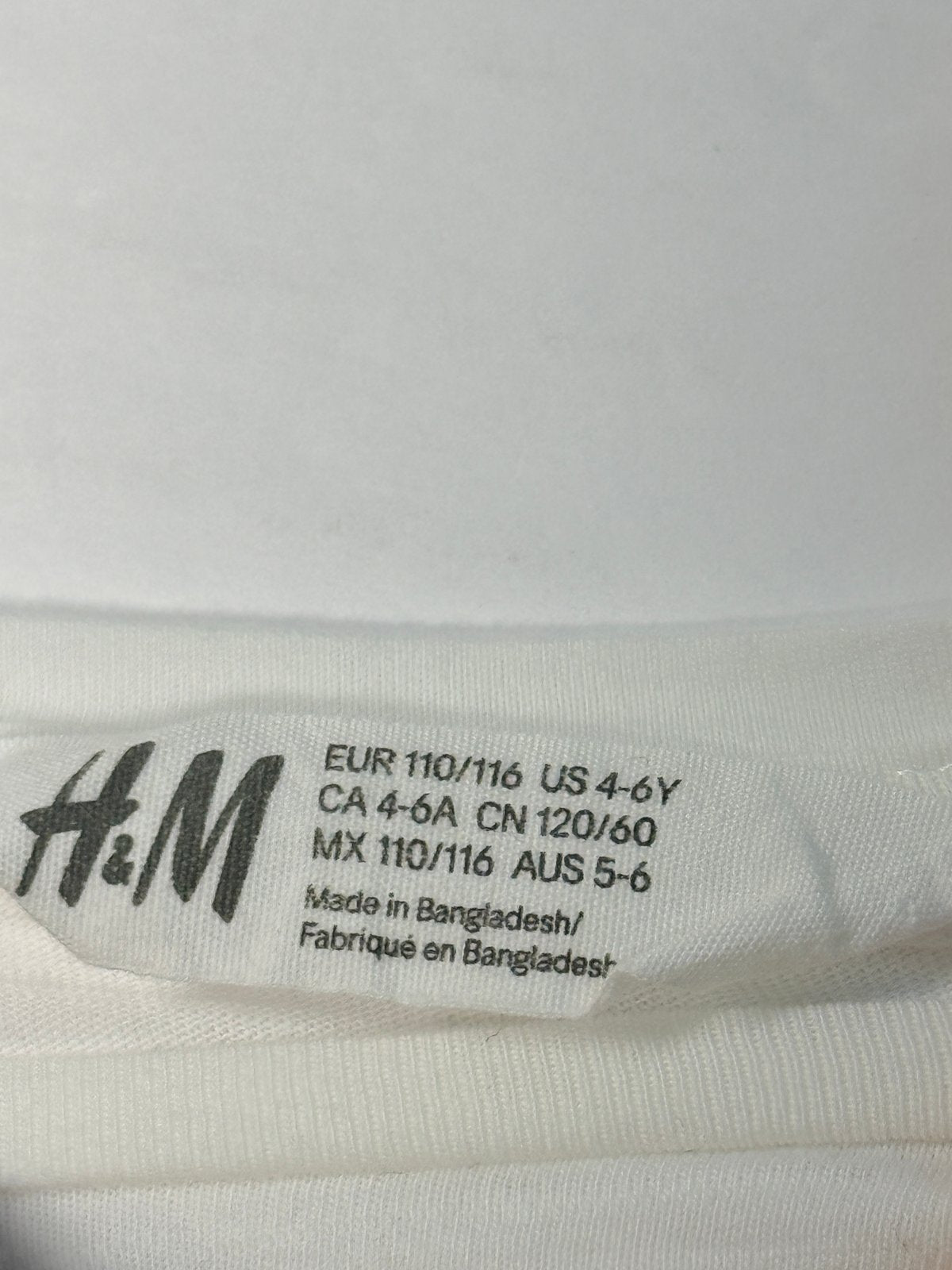 H&M Ruffle Long Sleeve White Top Size 4-6Y