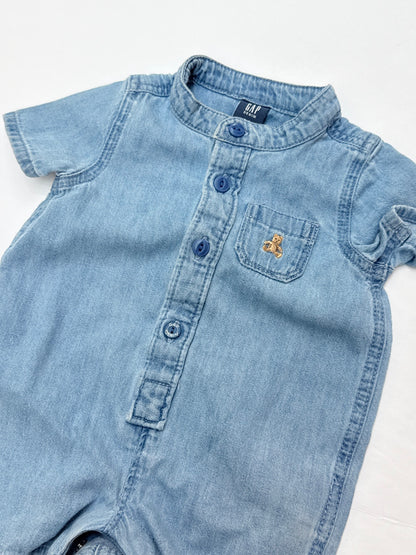 Gap Denim Bear Romper 0-3M