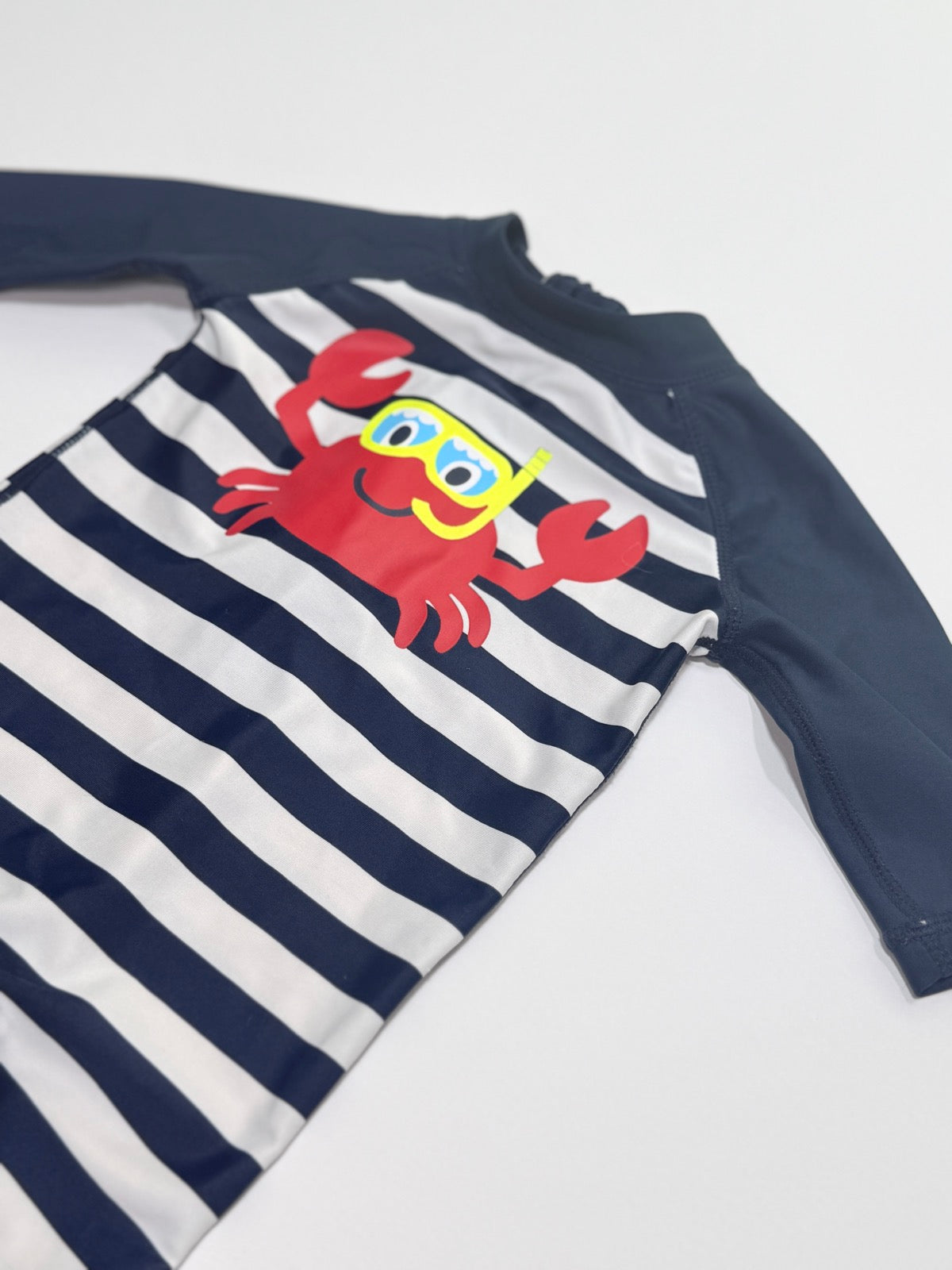 Koala Kids Navy Stripe Crab Swimsuit 0-3m