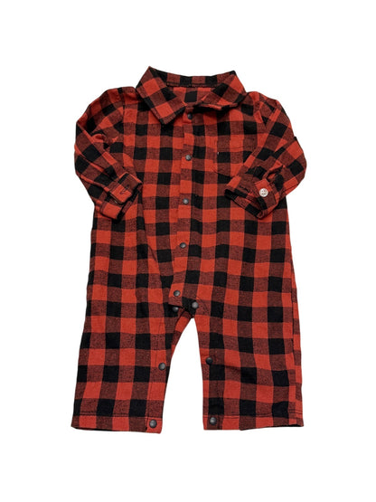 Buffalo Plaid Flannel Snap Romper Infant 3-6m