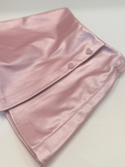 Zara Metallic Pink Faux Leather Skirt 4-5Y