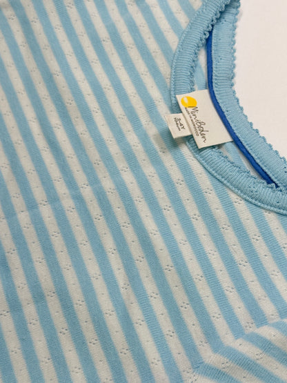 Mini Boden Blue Stripe Pointelle T-Shirt 3-4Y