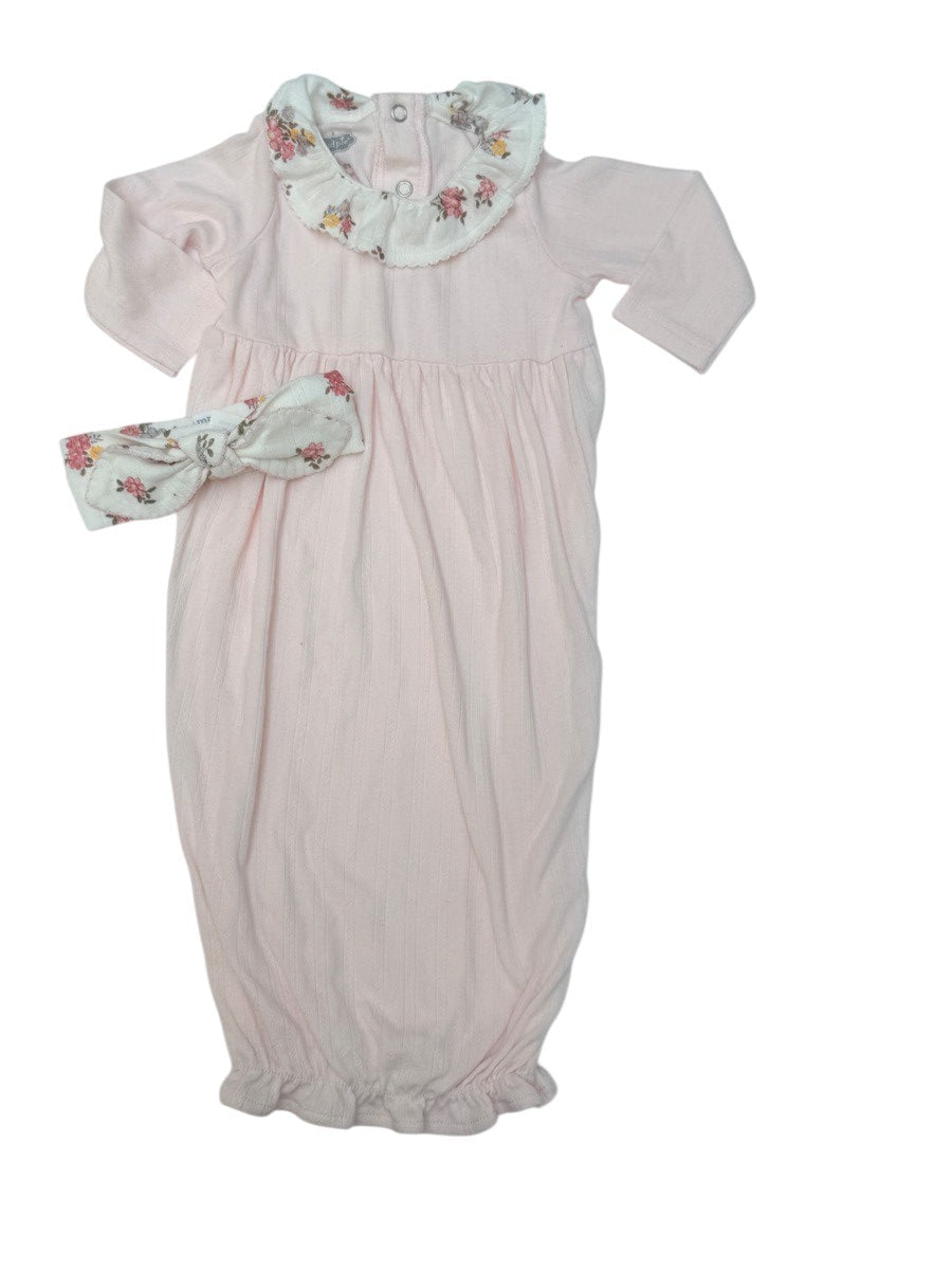 Mud Pie Pink Floral Gown Set 0-3m