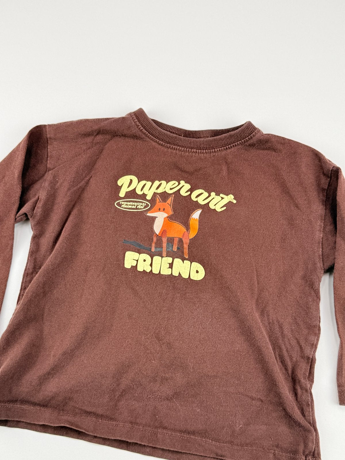 Brown Fox Paper Art Friend Long Sleeve T-Shirt 18m