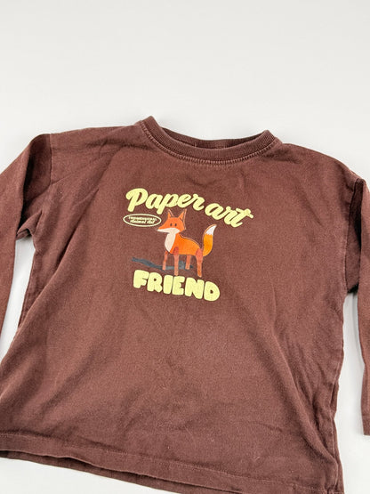 Brown Fox Paper Art Friend Long Sleeve T-Shirt 18m