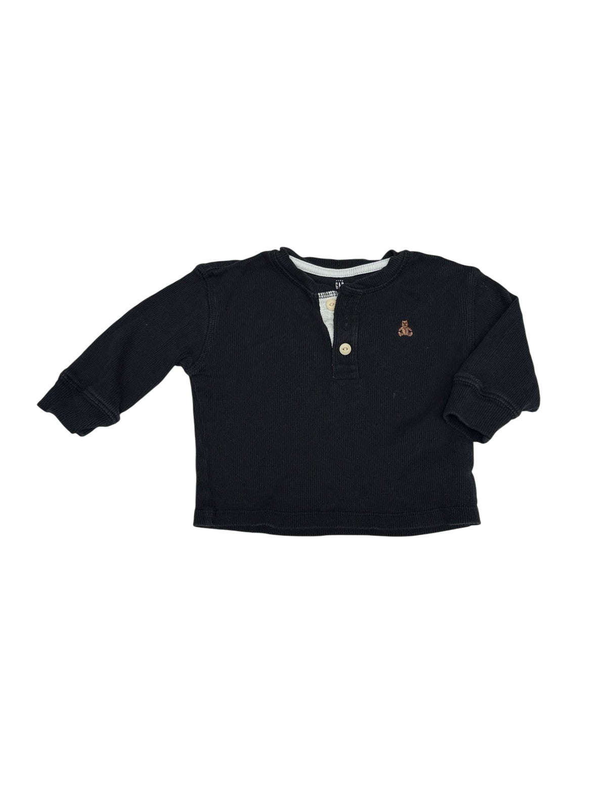 Baby Gap Black Henley Thermal Shirt 6-9M
