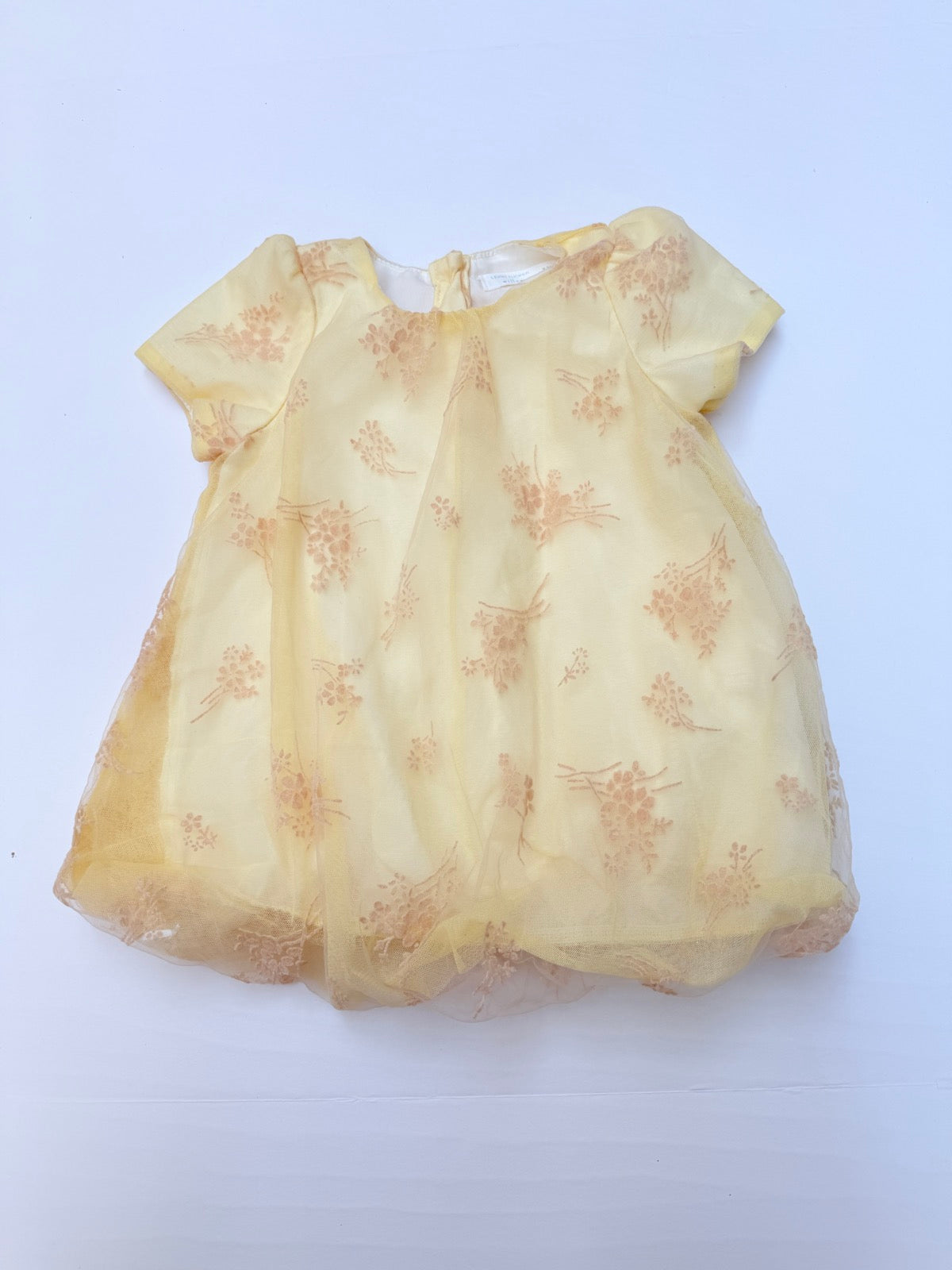 Leigh Tucker Willow Yellow Floral Mesh Dress 9-12M