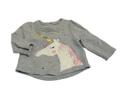 Baby Gap Unicorn Sweatshirt Gray 6-12m