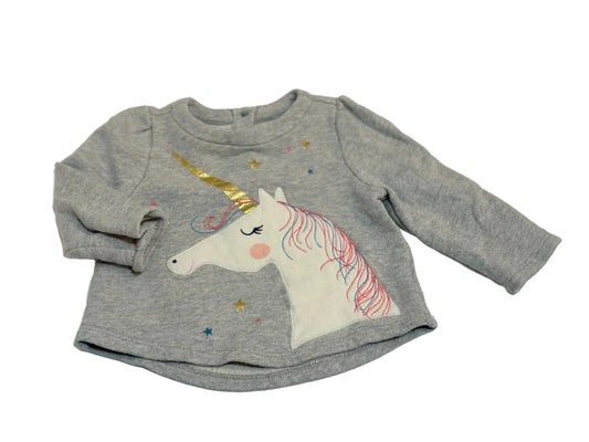 Baby Gap Unicorn Sweatshirt Gray 6-12m