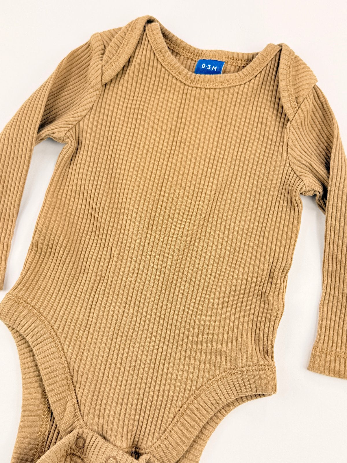 Old Navy Tan Ribbed Long Sleeve Bodysuit 0-3M