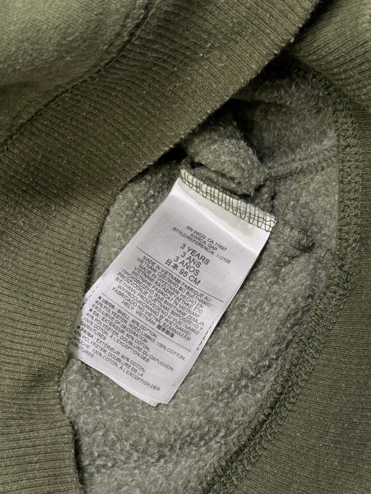 Baby Gap Olive Green Zip Hoodie 3T
