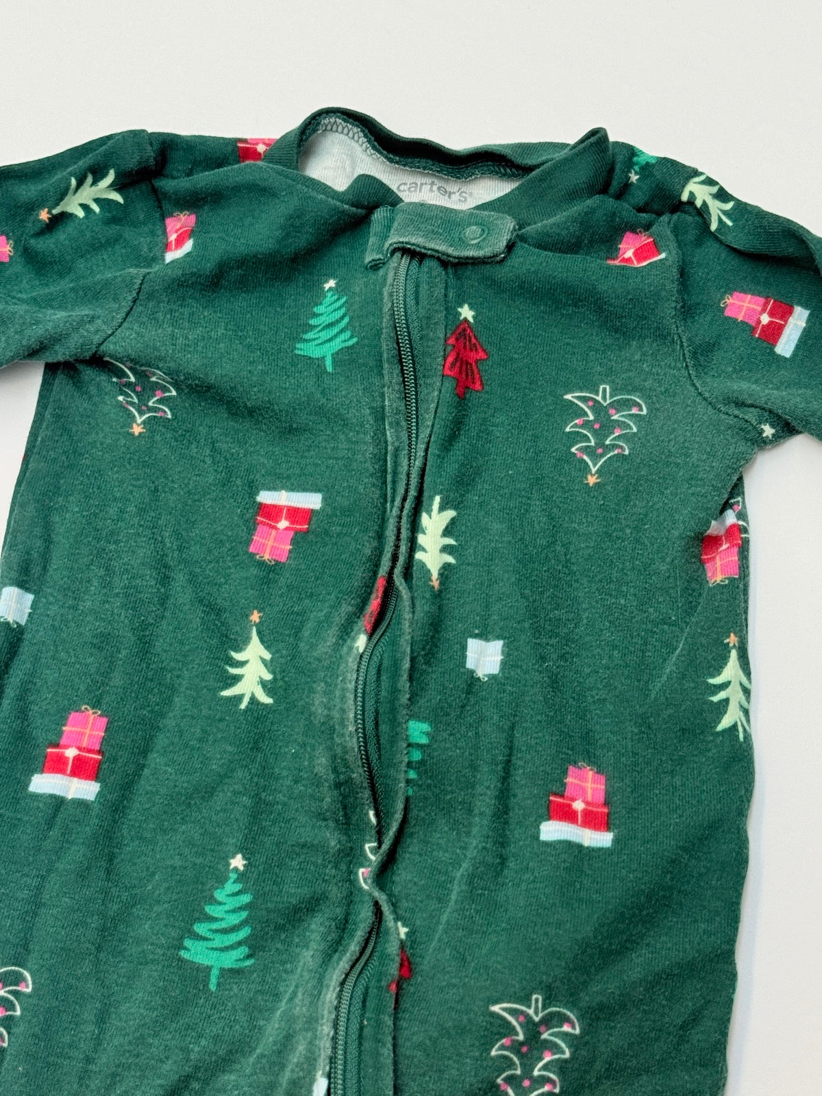 Carter's Christmas Print Footed Sleeper 9M