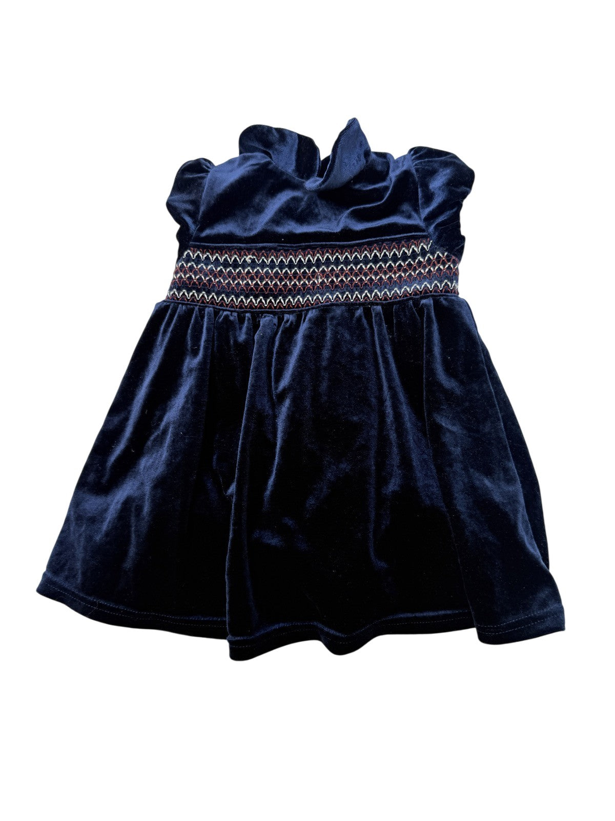 Dunnes Stores Navy Velvet Smocked Dress 9-12M
