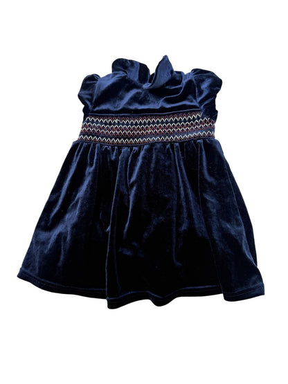 Dunnes Stores Navy Velvet Smocked Dress 9-12M