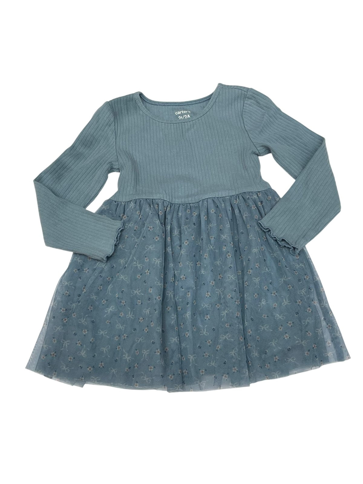 Carter's Teal Ribbed Tulle Dress 2T