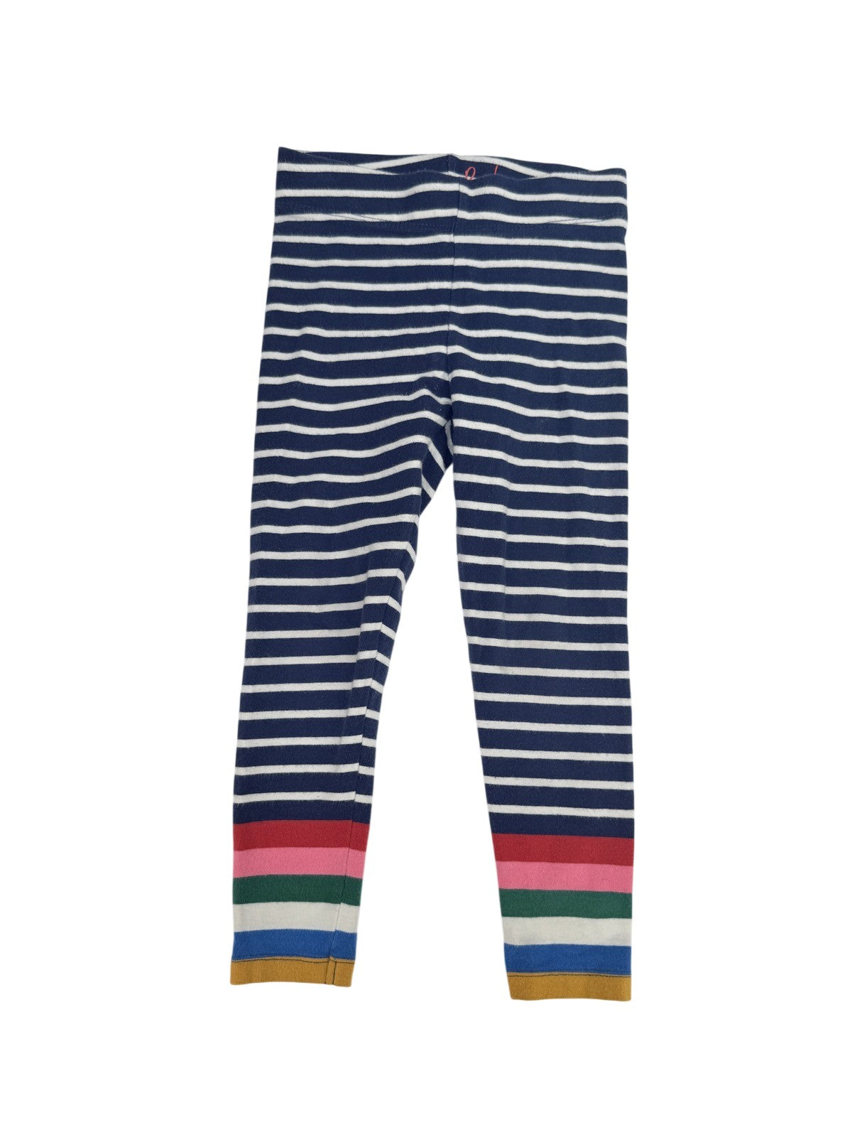 Boden Navy Stripe Rainbow Cuff Leggings 3-4Y