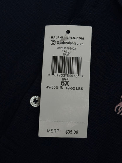 NWT - Polo Ralph Lauren Navy Long Sleeve Polo Girls 6X
