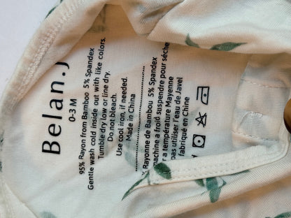 Belan.J Leaf Print Bamboo Romper 0-3M
