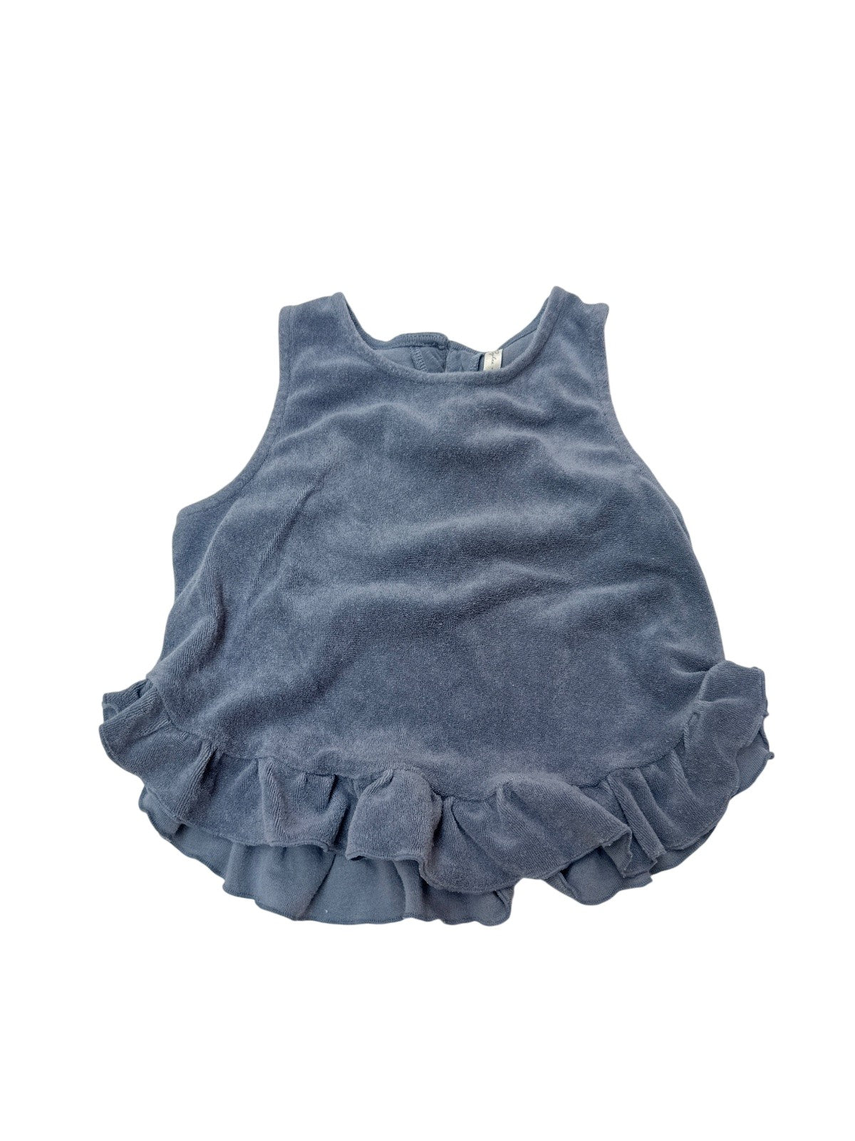 Rylee + Cru Blue Terry Ruffle Tank 6-7Y