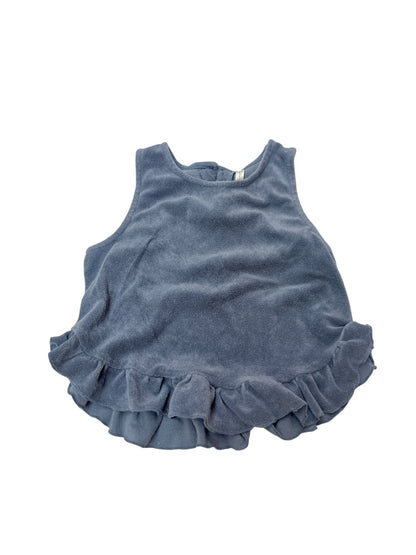 Rylee + Cru Blue Terry Ruffle Tank 6-7Y
