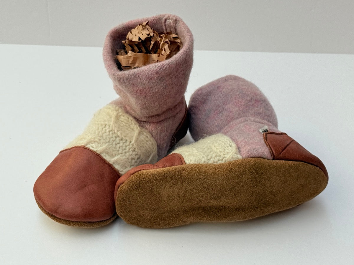 Nooks Wool Knit Leather Baby Booties