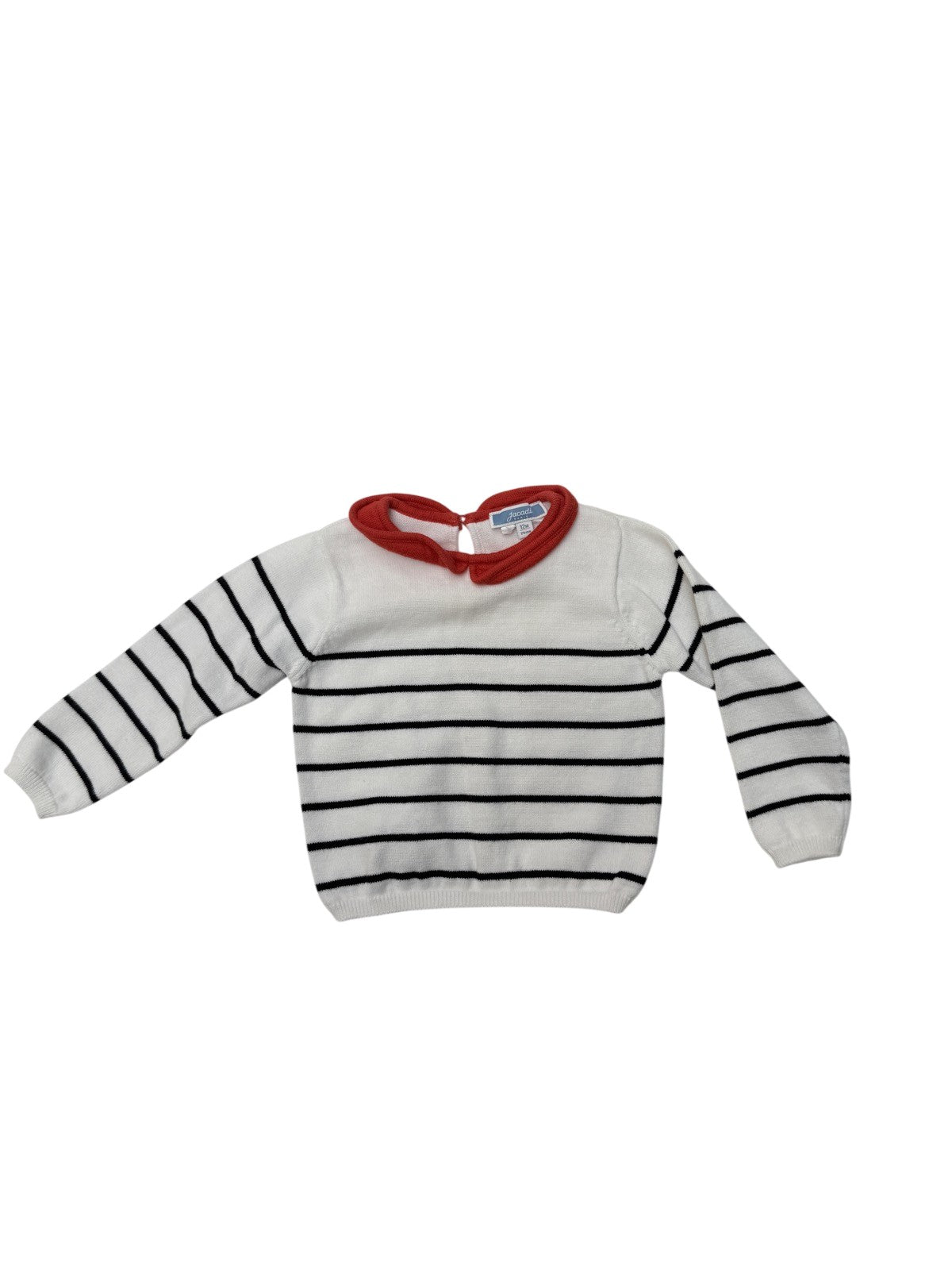 Jacadi Striped Sweater with Red Collar 12M