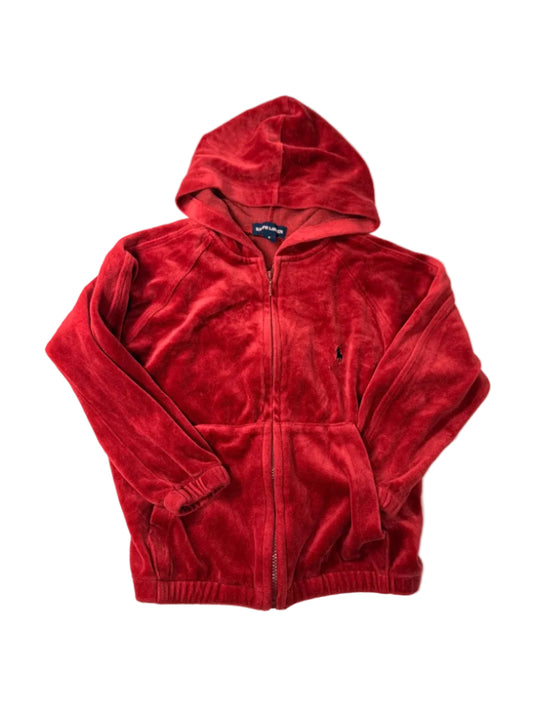 Ralph Lauren Red Velour Zip Hoodie Size 4